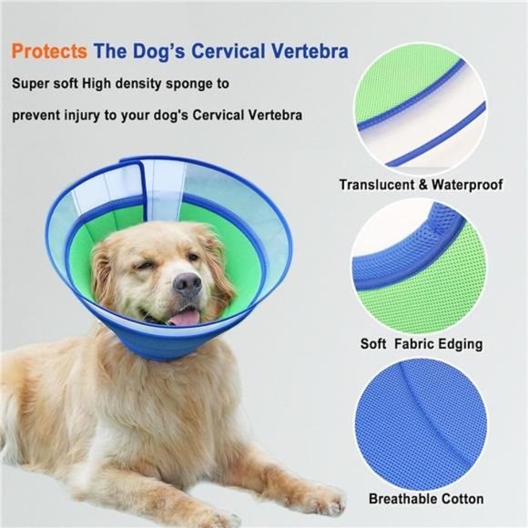 Dog Cone for Large Medium Small Dogs , Adjustable Collar, (Blue, Large) - Picture 2 of 5